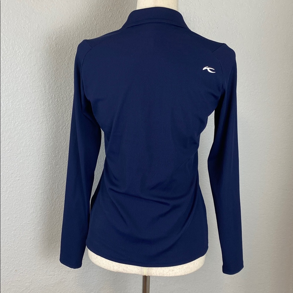 KJUS Celin Navy Blue Women's Small Long-Sleeve Golf SPF 50 Sport Fit Polo - Picture 6 of 11